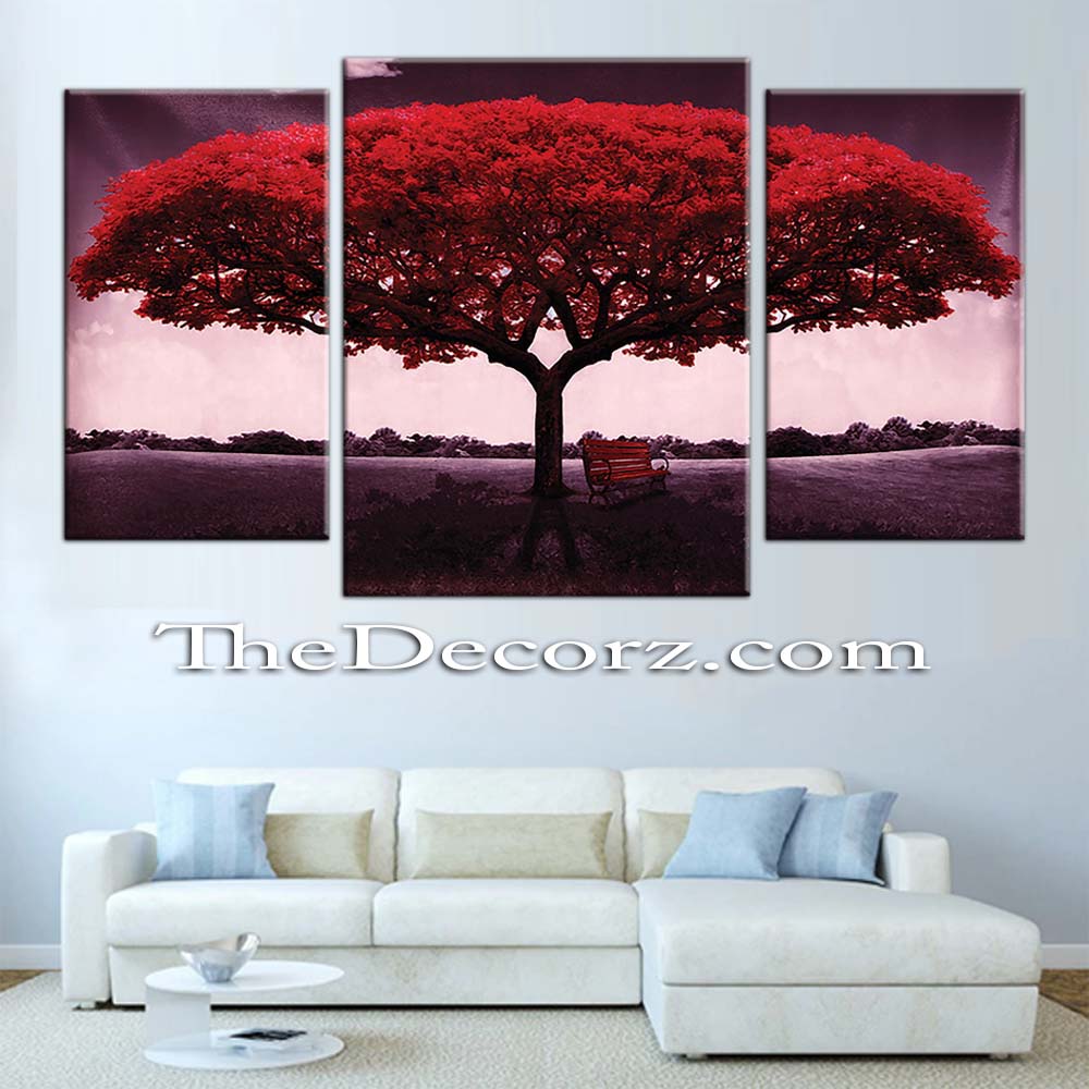 Red Tree Art 3 Piece Printed Wall Frame
