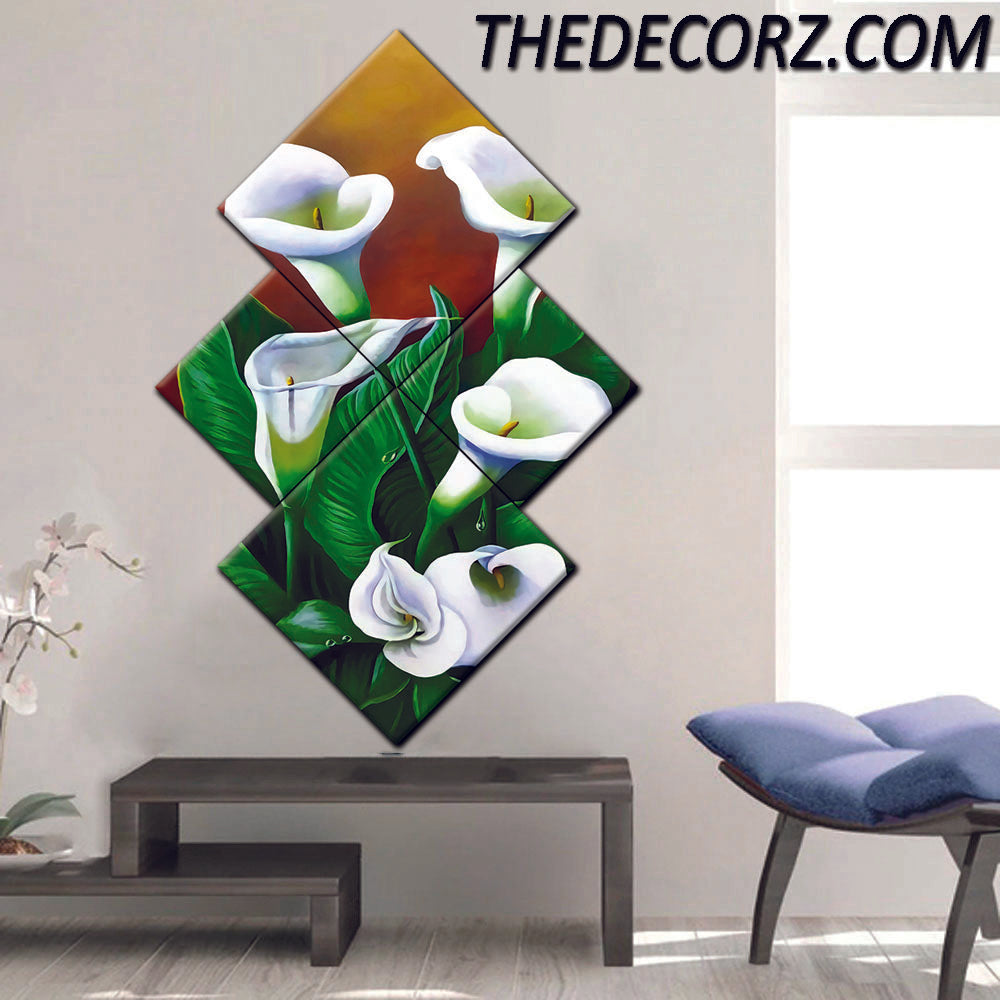 Flower Art Work 4 Piece Printed Wall Frame