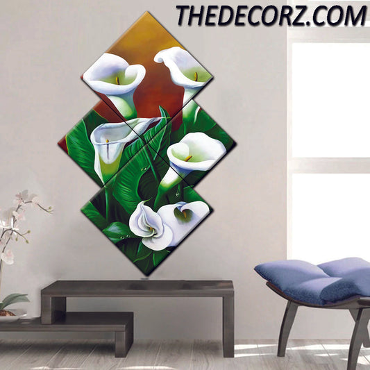 Flower Art Work 4 Piece Printed Wall Frame