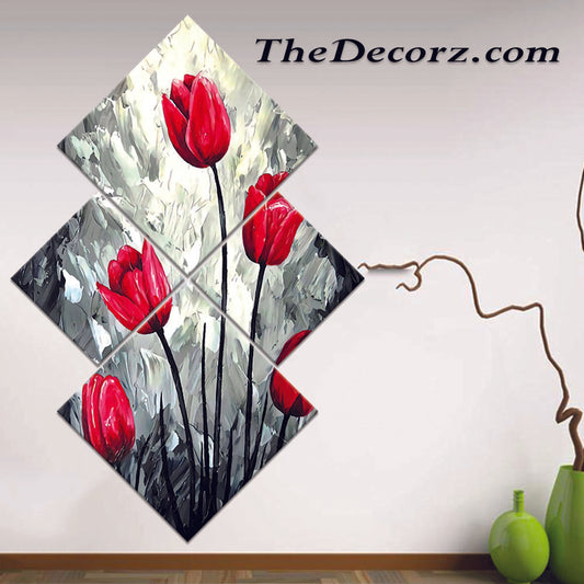 Flower Art Work 4 Piece Printed Wall Frame
