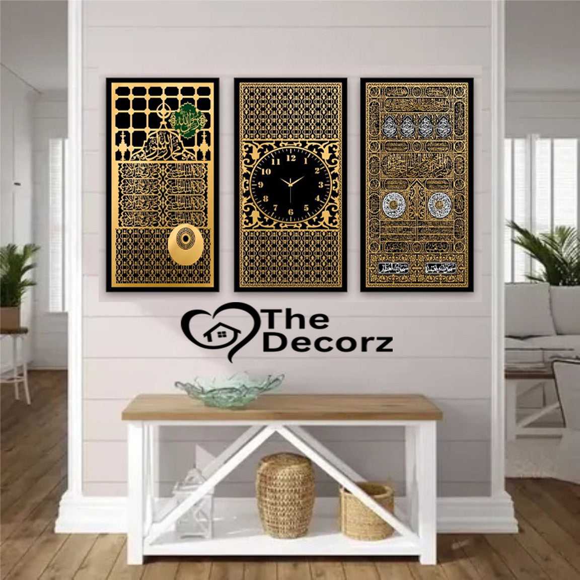 Aks e Kiswa & Roza e Rasool (SAWW) Jali 3 Pieces Printed Wall Clock