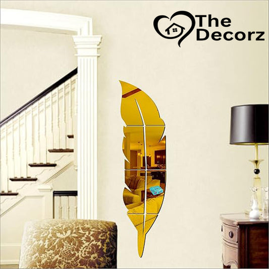 Feather Luxe – Gold Leaf Acrylic Mirror Wall Art