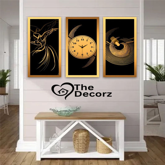 Sufi Art 3 Piece Printed Wall Clock