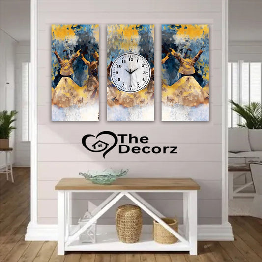 Sufi Art 3 Piece Printed Wall Clock